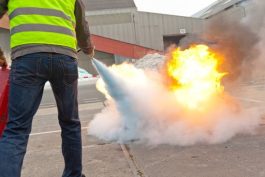 Firefighters at CMG Fire and Safety Services during a training session on extinguishing fires.